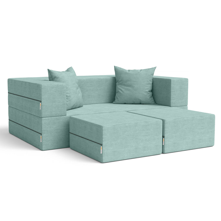 Jaxx Zipline Convertible Sleeper Loveseat & Ottomans
